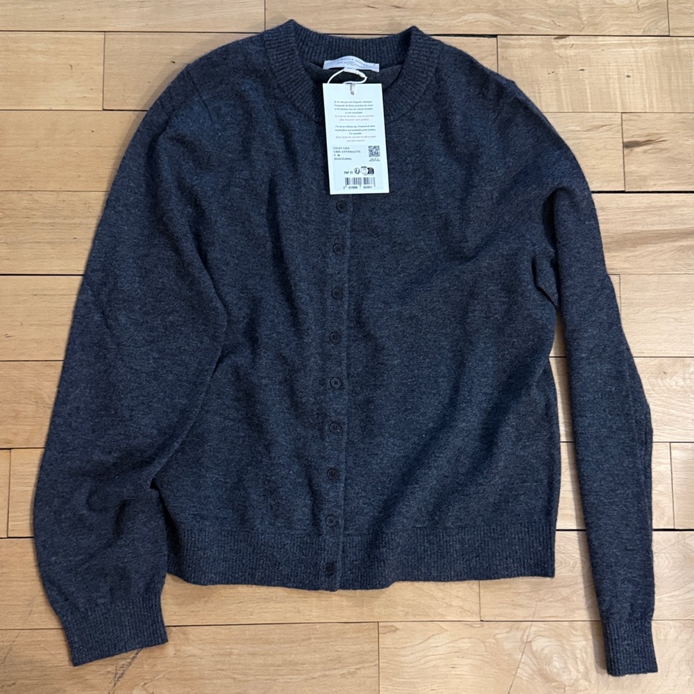 NWT Sezane Lisa Cardigan Charcoal Grey S - Picture 3 of 14